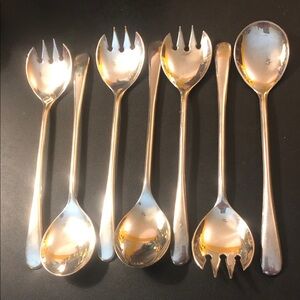Italian Silver Plate Salad Serving Spoon and Fork Set